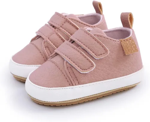 Vista 4 de BABSMULY Baby Boys Girls Shoes Non-Slip Rubber Sole High-Top PU Leather Sneakers Infant First Walking Shoes Toddler Crib Shoes Newborn Loafers Flats