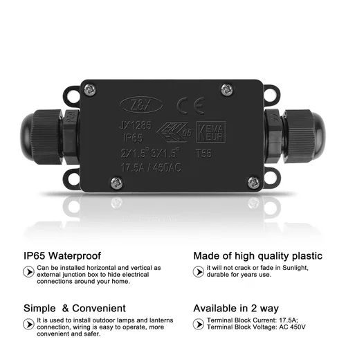 Vista 3 de 2 piezas impermeables externas de 2 vías PG9 caja de conexiones eléctricas subterráneas, cables de cable de alimentación, protección del conector