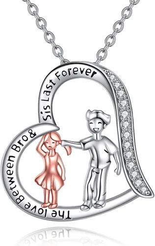 Vista 10 de CRMAD Regalos para hermanas de hermano para hermana, collar de plata de ley, joyería para regalos de cumpleaños y Navidad