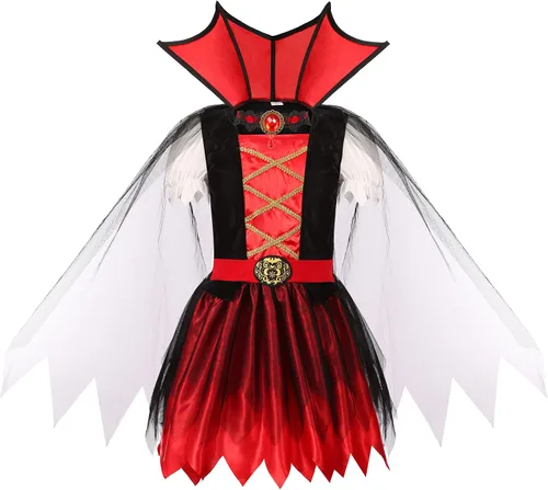Vista 2 de Soyoekbt Disfraz de vampiro para niñas, disfraz de vampiro de Halloween
