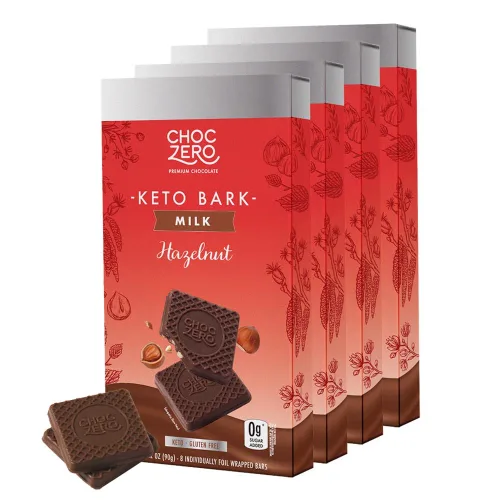 Vista 8 de ChocZero Corteza de almendras de chocolate con leche, sin azúcar añadida, baja en carbohidratos, alta fibra, apta para dieta cetogénica, sin