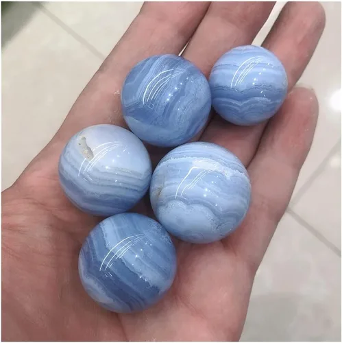 Vista 6 de Salud y Hogar Cristal Natural Cuarzo Azul Encaje Ágata Esfera Bola Energía Reiki Piedras Habitación Casa Oficina Acuario Decoración Accesorios