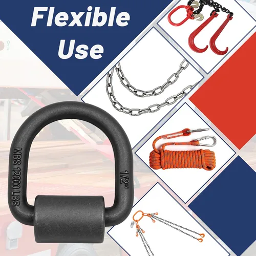 Vista 5 de dreamdragon Anillo en D Forjado de Soldadura Resistente de 1/2" - Anillo en D de 12,000 Libras para Amarre de Remolque para Remolque, Carga