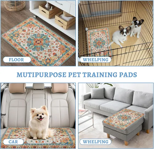 Vista 6 de NOYAL Almohadillas bohemias lavables para orina de perro, superabsorbentes, reutilizables, con estampados elegantes, 100% impermeables, a prueba