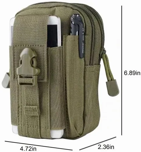 Vista 2 de Bolsa táctica para teléfono, bolsa para teléfono celular, bolsa multiusos para cinturón EDC, bolso de cinturón con soporte para funda para teléfono