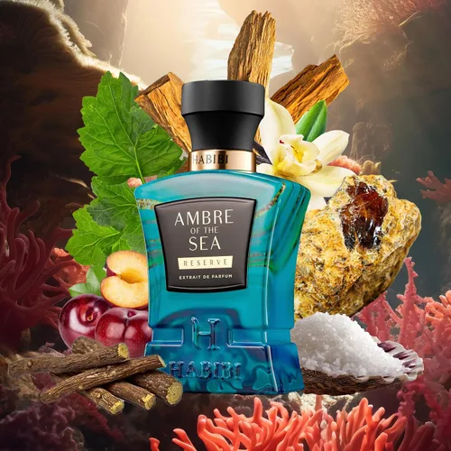 Vista 3 de H HABIBI Ambre Of The Sea Extrait De Parfum - Colonia para hombres y perfume para mujeres, 2.5 oz de larga duración fragancia unisex con bergamota