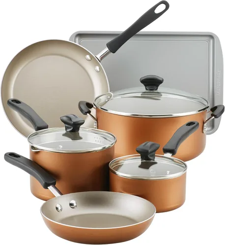Vista 16 de Farberware Cookstart DiamondMax - Juego de utensilios de cocina, ollas y sartenes antiadherentes, aptos para lavavajillas, incluye bandeja