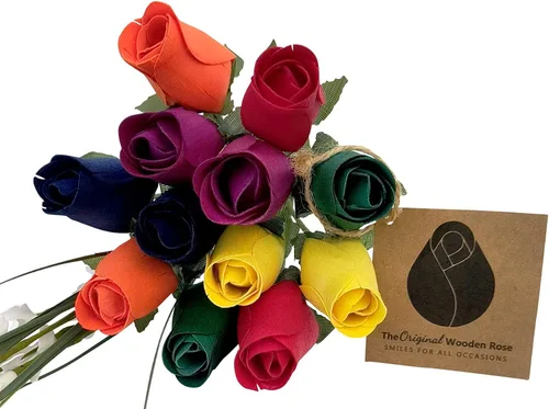 Vista 7 de Ramos originales de rosas de madera en 1, 2, o 3 docenas, Madera de abedul, 1 Docena