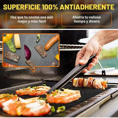 Vista 4 de Juego de 3 alfombrillas antiadherentes resistentes, fáciles de limpiar, carbón, gas, eléctricas, caravanas, camping Negro
