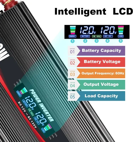 Vista 3 de Cantonape Inversor de corriente de 1500W 12V a 110V/120V convertidor