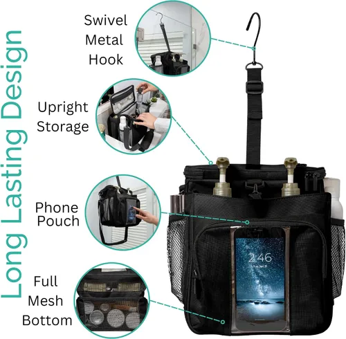 Vista 5 de TERRA HOME Bolsa portátil XL para ducha, artículos esenciales para la habitación del dormitorio universitario para hombres, mujeres, estudiantes