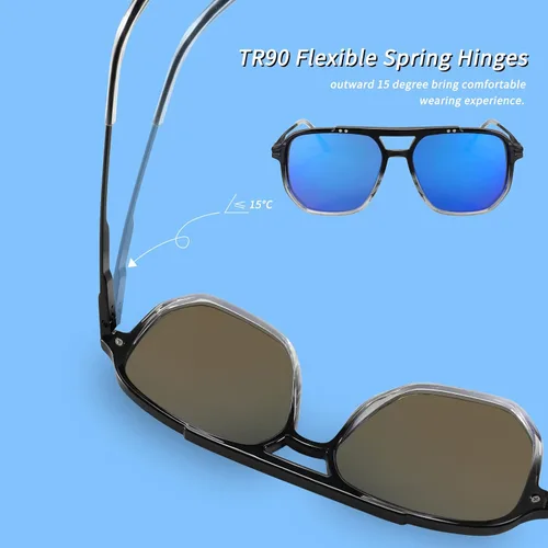 Vista 3 de FEISEDY Lentes de sol polarizados para hombre TR90 Retro 80S Metal Temple B2853