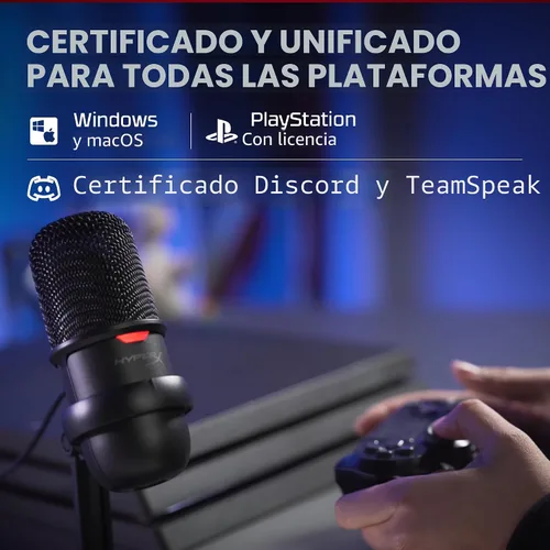 Vista 6 de HyperX SoloCast - Micrófono de condensador USB para juegos, para PC, PS4, PS5 y Mac, sensor de toque para silenciar, patrón polar cardioide, ideal