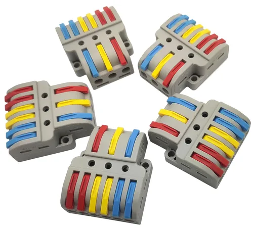 Vista 6 de Conectores de cable, conectores de tuercas de alambre de palanca compacta, terminales de cable 2 en 4 salidas para conexión rápida 28-12 AWG, 5