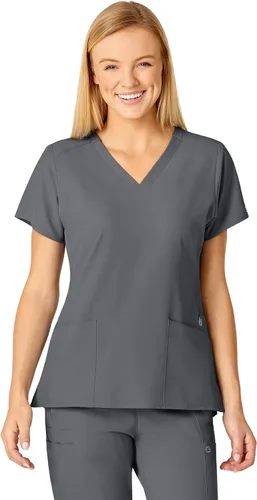 Vista 18 de Uniformes Médicos Wink para Mujer, W123, Blusas Estilizadas con Cuello en V y 5 Bolsillos Negro
