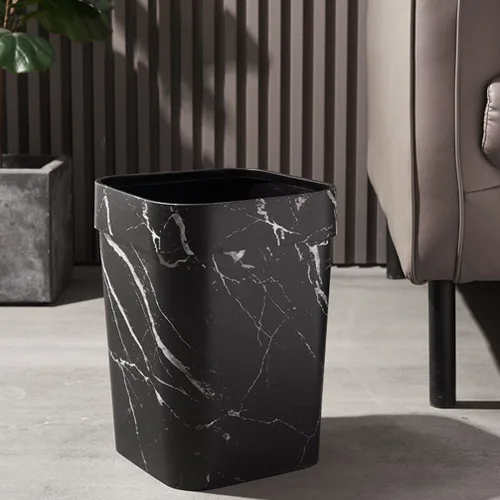 Vista 8 de Zerodeko Diseño de mármol redondo de mármol de mármol de la cesta de la basura de la cocina moderna del negro