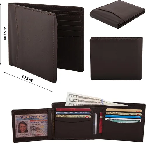 Vista 2 de Maison De Noah Cartera de piel delgada con bloqueo RFID para hombre, Marrón