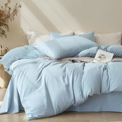 Vista 17 de JELLYMONI Funda de edredón tamaño individual, funda de edredón 100% algodón lavado con textura similar al lino, ropa de cama transpirable y suave