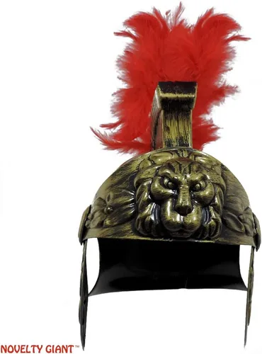 Vista 3 de NOVELTY GIANT WWW.NOVELTYGIANT.COM Roman Trojan Warrior Spartan Soldier Plastic Costume Helmet wRed Feather Crest