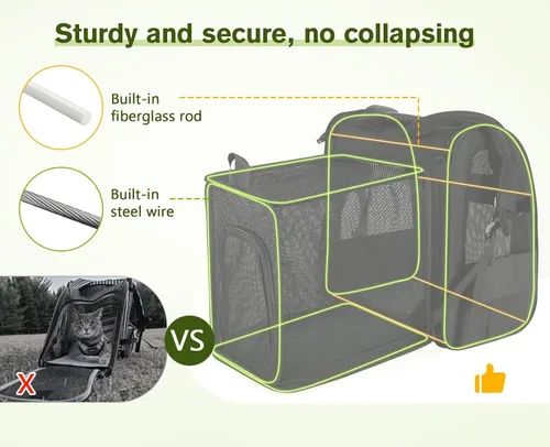 Vista 5 de Pecute - Mochila para mascotas, extensible con malla transpirable para perros pequeños, gatos, mochila para mascotas, para senderismo, viajes