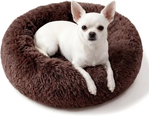 Vista 17 de Cama para perros pequeños, cama calmante para perros pequeños, antiansiedad, cama para cachorros, lavable a máquina, esponjosa, de lujo Verde militar
