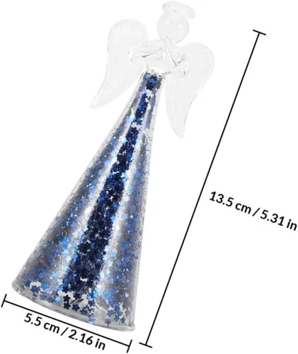 Vista 2 de 2Pcs Glass Angel Figurines, Cute Decor Ornaments, Blue Romantic Gift