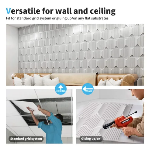 Vista 7 de Art3dwallpanels Panel de pared 3D de PVC para decoración de pared interior, 19.7 x 19.7 pulgadas, paneles de pared 3D de PVC, paneles de pared