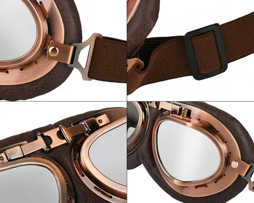 Vista 7 de Gafas de cosplay Steampunk para motocicleta, disfraz retro estilo piloto