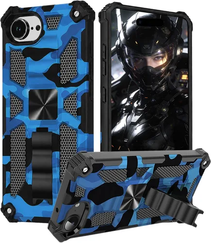 Vista 34 de CCSmall Funda de camuflaje para Apple iPhone 14 para hombres, protección resistente a prueba de golpes con función atril para iPhone 14 MC verde