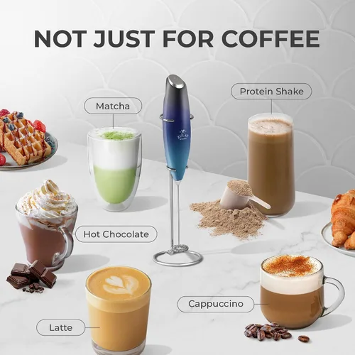 Vista 389 de Zulay Milk Boss Espumador de leche potente manual, hace espuma para latte, batidor para mezclar bebidas, café, miniespumador para capuchino, frappé