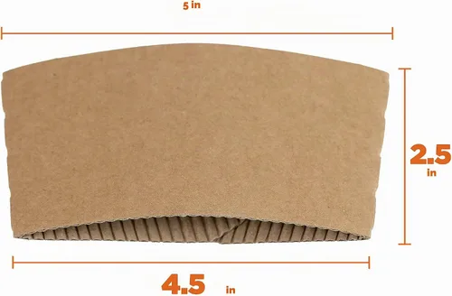 Vista 3 de FMP Brands Paquete de 100 fundas de café Kraft desechables para bebidas calientes, fundas duraderas de cartón corrugado para tazas de 12 a 24 onzas