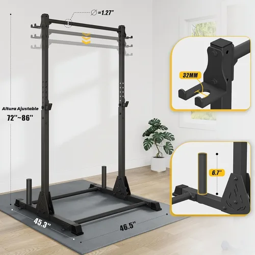 Vista 4 de Jusgym Pull Up Station, Strength Training Workout Pull Up Bar Free Standing for Home Gym, Adjustable Heavy Duty Pullup Bar Station Outdoor/Indoor