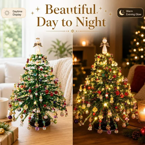 Vista 8 de ZSJO Kit de árbol de Navidad con cuentas para adultos, juego de manualidades de cristal, decoración de mesa (#D)