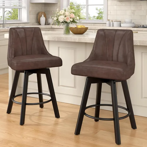 Vista 17 de REONEY Counter Height Swivel Bar Stools, 24" Modern Upholstered Barstools
