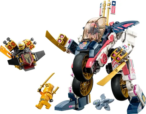 Vista 10 de LEGO NINJAGO Bicicleta Mech Transformable de Sora Juguetes de Construcción Corredor para Niños, Con un Corredor de Bicicleta Mech Ninja, un Bebé