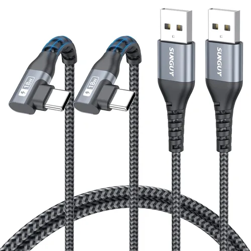 Vista 12 de Cable USB C de ángulo recto de 6 pulgadas, cable USB C corto de carga