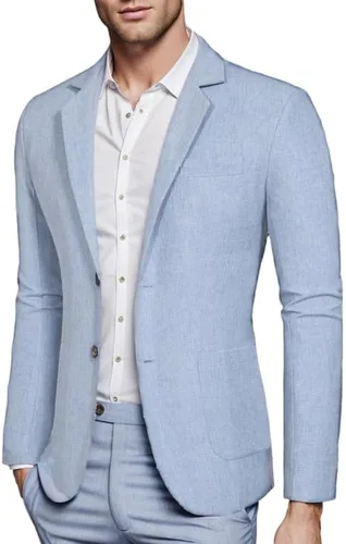 Vista 3 de Chaqueta deportiva para hombre, casual, 2 botones, solapa con muesca, ligera, para uso diario, boda, baile de graduación