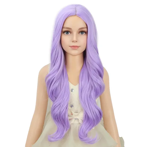 Vista 35 de PATTNIUM Peluca larga y ondulada rubia oscura para niños y niñas, peluca Rubio ceniza