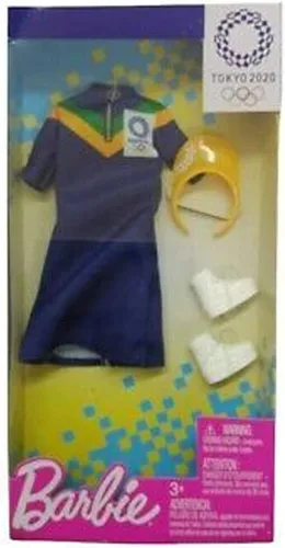 Vista 4 de Barbie Ropa: Traje inspirado en los Juegos Olímpicos Tokio 2020 muñeca, vestido con visera y zapatillas de deporte, regalo para niños de 3 a 8 años