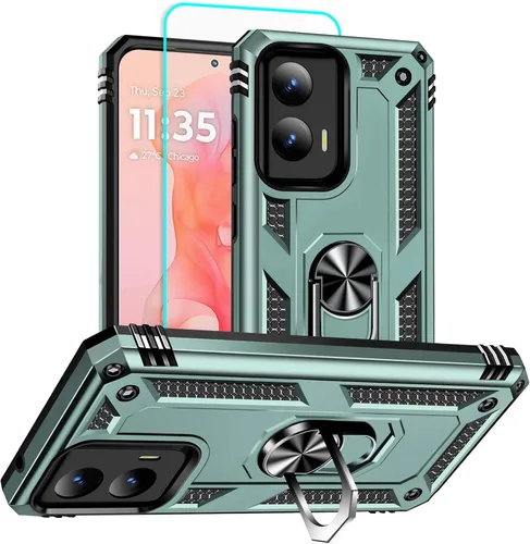 Vista 26 de HNHYGETE Funda para Motorola Edge 2025 con protector de pantalla: soporte giratorio de grado 360° (antideslizante) protección contra caídas y golpes