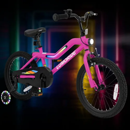Vista 10 de Olakids Bicicleta de 16 18 pulgadas para niños con luces, ruedas de Azul