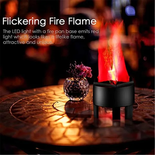 Vista 3 de ele ELEOPTION Luz LED electrónica de efecto simulado de llama de fuego falsa, sin calor base de soporte de llamas artificiales de Halloween, centro