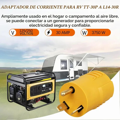 Vista 5 de NEMA TT-30P macho a L14-30R hembra 30 Amp RV adaptador de corriente 125/250