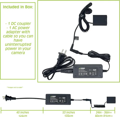 Vista 7 de Wasabi Power DCC-FZ100 Acoplador de CC y adaptador de CA para Sony NP-FZ1000 y Sony Alpha A1, A7 III IV, A7C, A7R III IV, A7S III, A9, A9 II, A9R