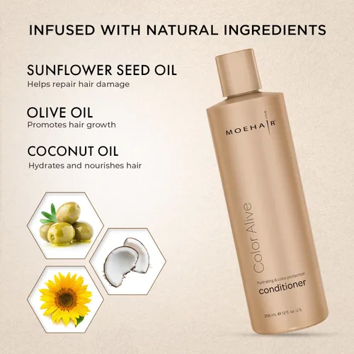Vista 2 de MOEHAIR Acondicionador Color Alive Hidratante y nutritivo Acondicionador para cabello teñido Acondicionador sin parabenos ni sulfatos Reduce