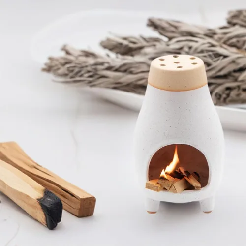 Vista 2 de Palo Santo Sage Incienso Holder I Meditación Regalo Cerámica Decoración Cuenco Suministros de Brujería Cuenco de Manchas I Quemador Elegante