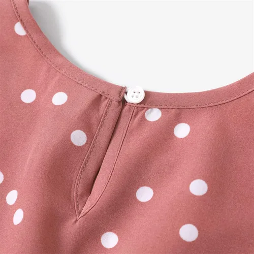 Vista 6 de PATPAT Vestidos de mamá y yo a juego, trajes familiares a juego con lunares y manga volada para madre e hija