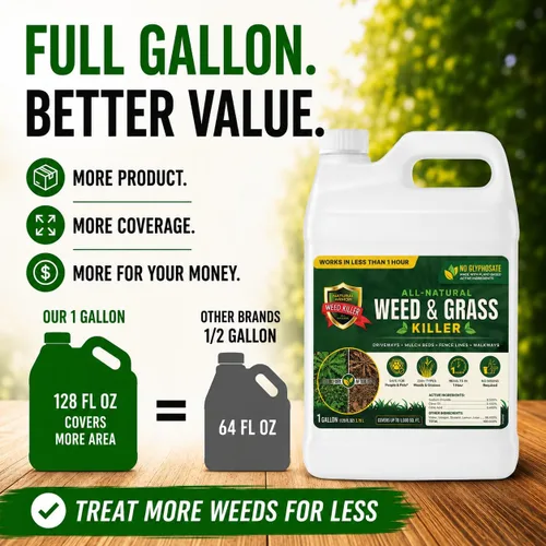 Vista 3 de Natural Armor herbicida y hierba (1 caja de repuestos de 4 galones) Funciona en menos de 1 hora natural herbicida y hierba sin glifosato