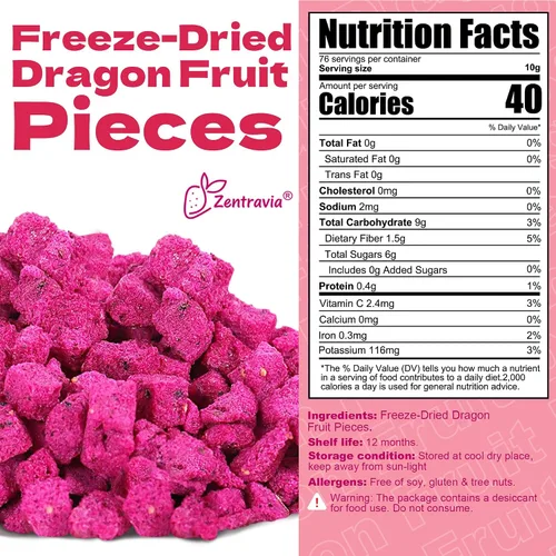 Vista 2 de Cubos de fruta del dragón liofilizado de 26.8oz Fruta del dragón seca