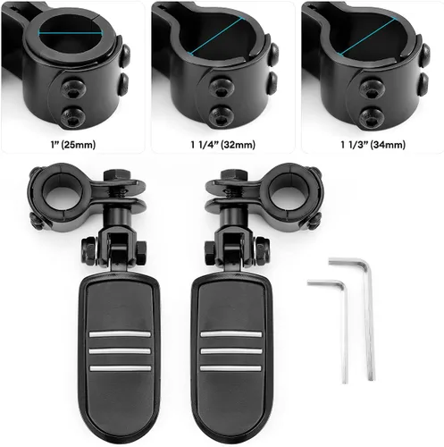 Vista 6 de Estriberas para motocicleta y autopista, compatible con Harley Road King Street Glide, Honda, Suzuki, Yamaha con protector de motor de 1 pulgada